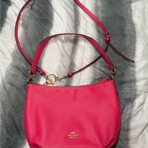 Coach Hot Pink Pebbled Leather Crossbody Bag with Gold Hardware